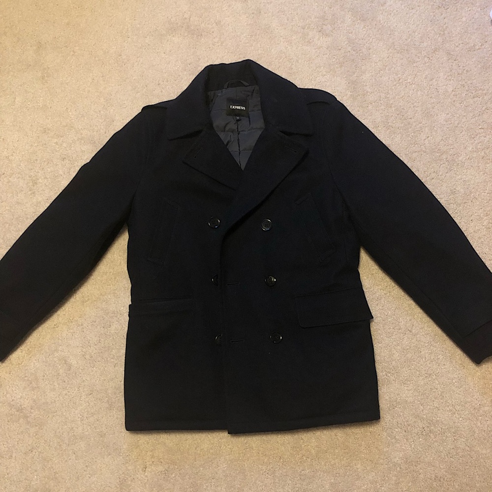 Express Men’s Navy Insulated Peacoat Size Small